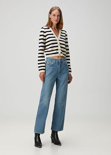 Shea Ankle Relaxed Straight Mavi Jean Pantolon