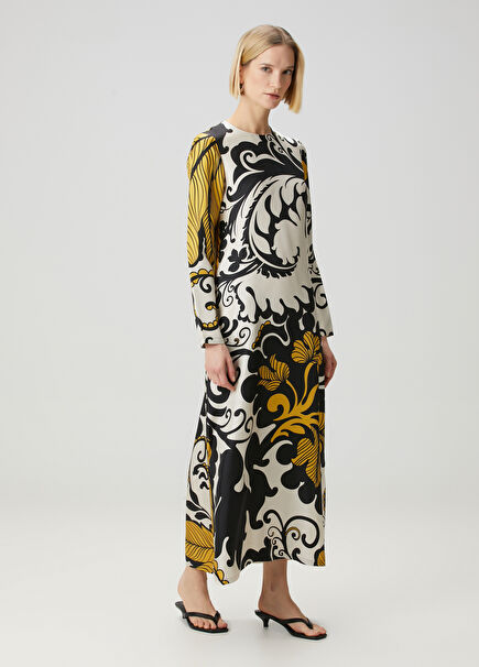 Swing Yellow Patterned Maxi Silk Dress