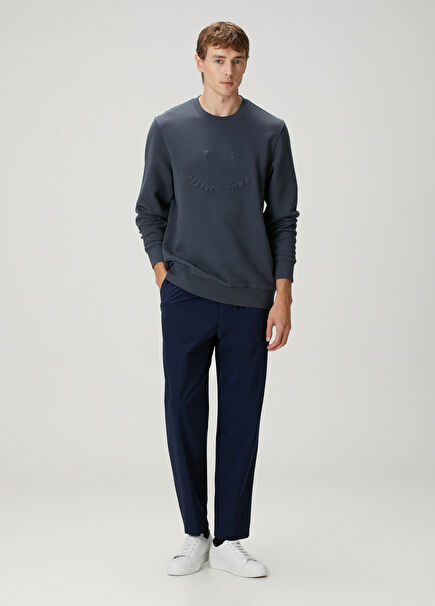 Lacivert Pileli Pantolon