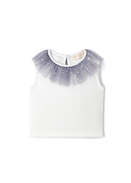 Lilac Stardust Lilac Tulle Collar Detailed Sleeveless Girl's Blouse