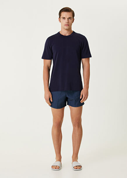 Navy Blue Corded Waist Swimsuit