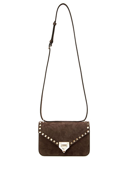 Small Rockstud Kahverengi Kadın Süet Çanta