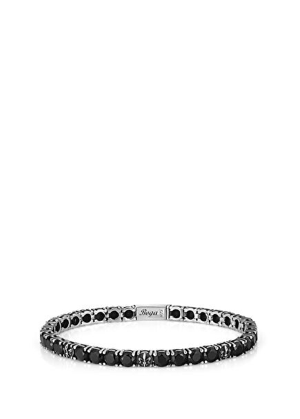 Block Fleur De Lis Black Men's Bracelet