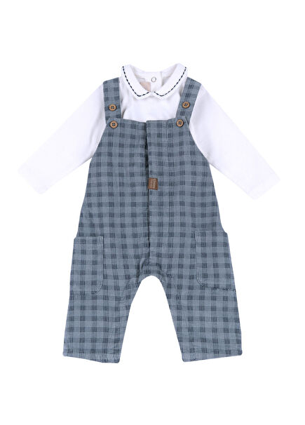 Mavi Baskılı Tulum ve Uzun Kollu Body Erkek Bebek 2'li Set 