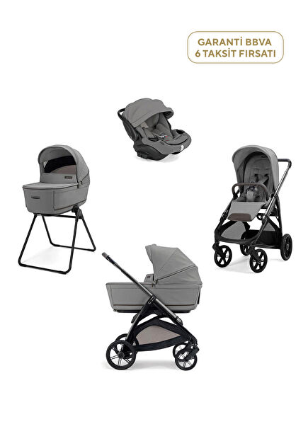 Aptica Glam Crystal Grey Baby Stroller and Darwin Recline Evo 4-Piece Travel System Baby Strollers with Baby Lap