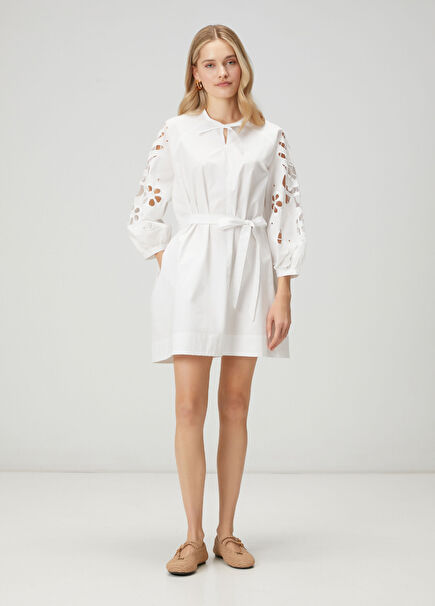 Off-White Embroidered Mini Dress