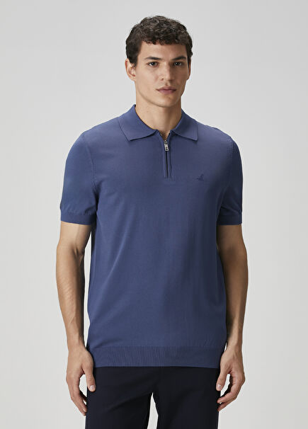 Indigo Polo Yaka Kısa Kollu Triko