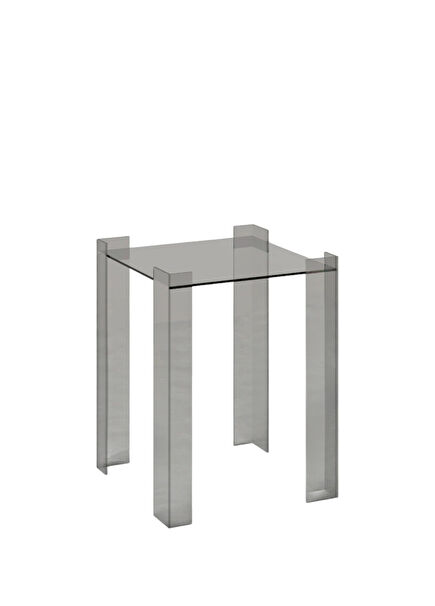 De Stijl Şeffaf Cam Yan Sehpa