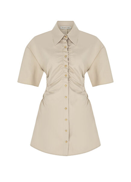 Dorato Beige Short Sleeve Mini Women's Dress