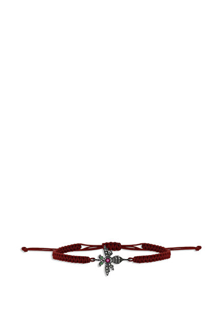 Wasp Men's Crystal & Oxidized Silver Bracelet