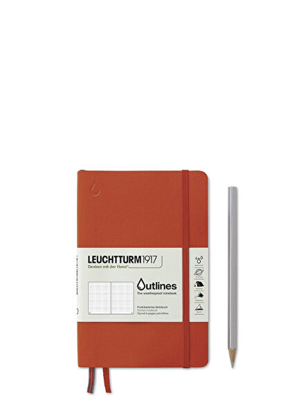 B6 Outlines Yumuşak Deri Kapaklı Su Geçirmez Signal Orange Noktalı Defter