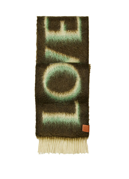 White Green Mens Wool Scarf