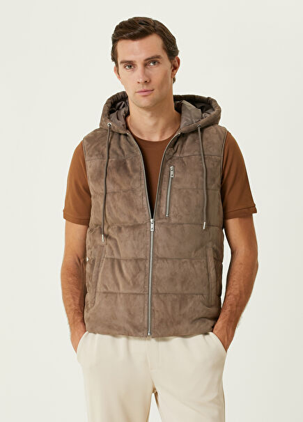 Mink Hooded Leather Vest