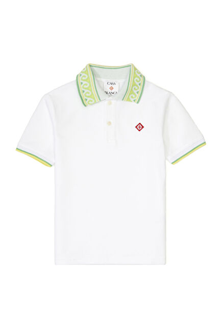 Beyaz Kız Çocuk Organik Pamuk Polo T-shirt