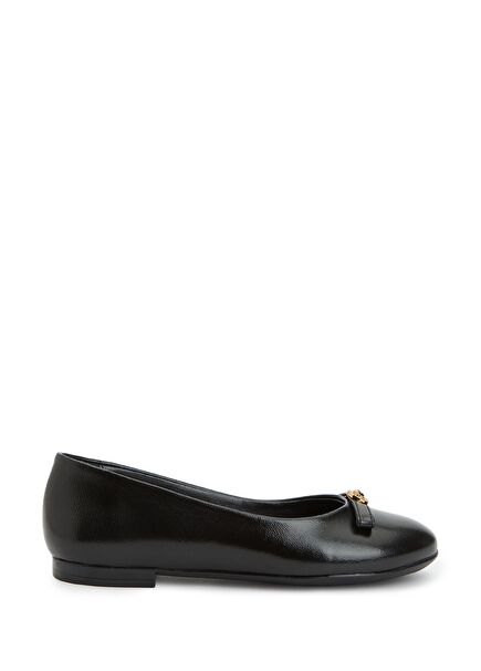 Black Gold Leather Ballet Flats