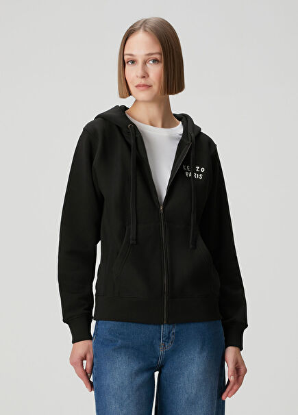 Boke Heart Siyah Kapüşonlu Sweatshirt
