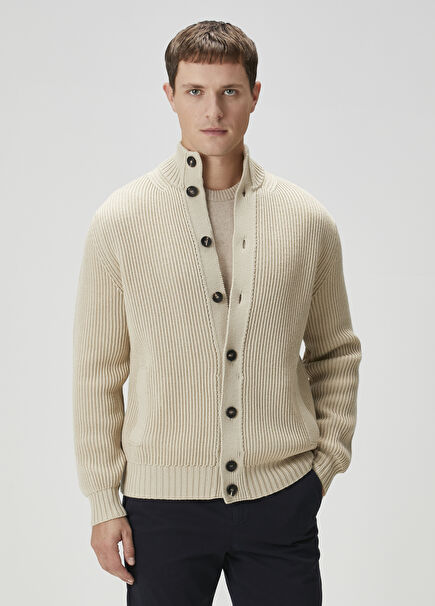 Açık Bej Yün Triko Hırka