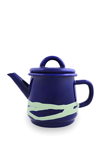 Primavera Mint Lacivert Emaye Demlik