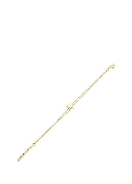 Yıldız Detaylı 14 Ayar Altın Zincir Kadın Bileklik