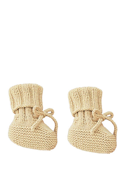 Cappuccino Bağcıklı Unisex Bebek Patik Çorap