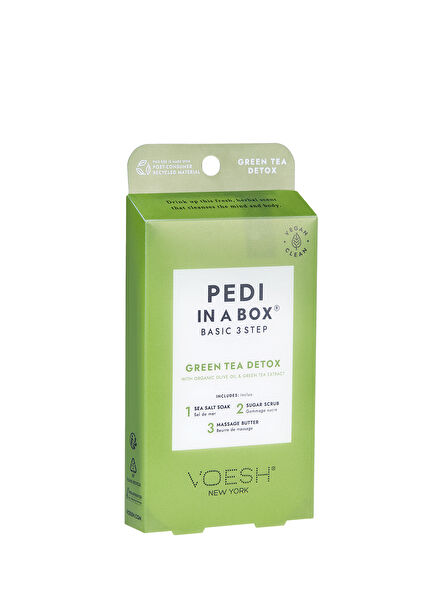 New York Pedi In A Box Basic Green Tea Detox 3-Step Pedicure Set