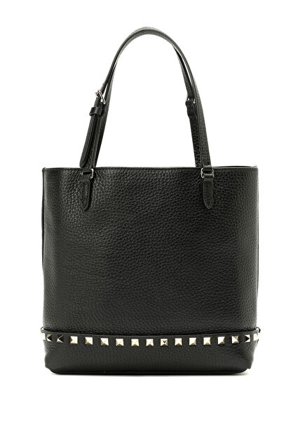 Rockstud Small Siyah Kadın Deri Alışveriş Çantası