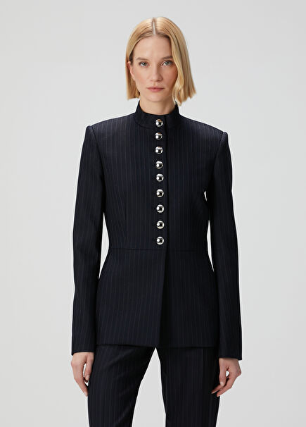Samuel Navy Blue Striped Wool Jacket