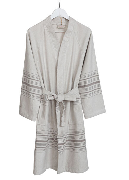 New Derin Pamuklu Bej Spa Bornoz