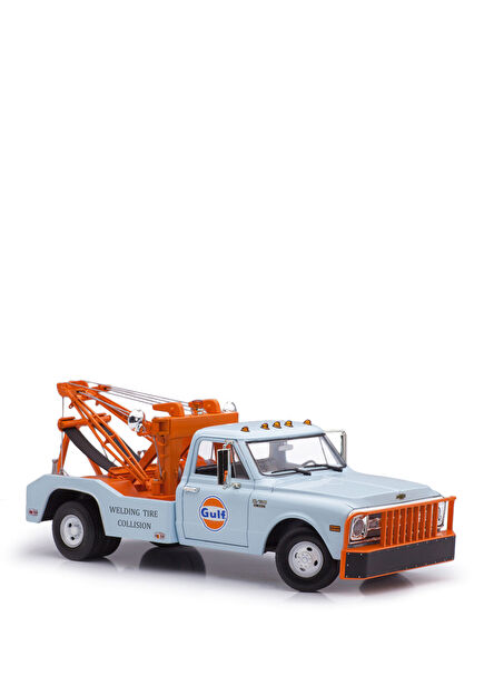 1:18 1969 Greenlight Chevrolet C-30 Dually Wrecker Gulf Oil Model Araba