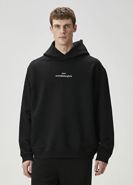 Siyah Kapüşonlu Sweatshirt