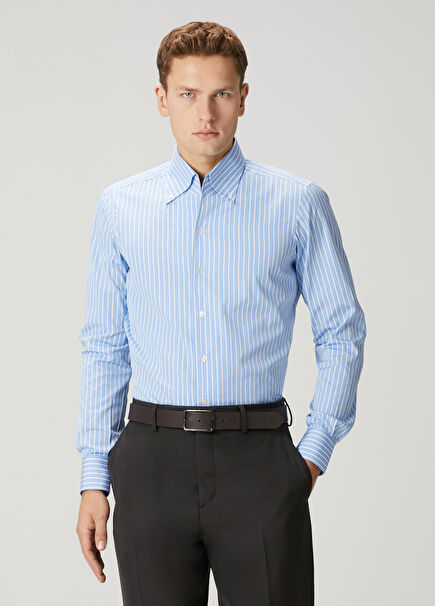 Miami Blue Stripe Patterned Shirt