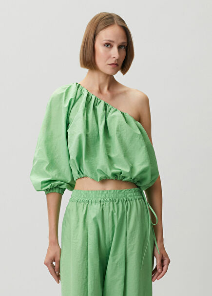 Serena Yeşil Crop Bluz