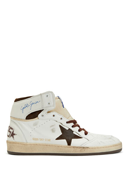 Sky Star Bej Beyaz Erkek Deri Bilek Boy Sneaker