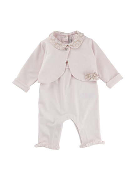 Pink Long Sleeve Jumpsuit and Bolero Baby Girl Set of 2