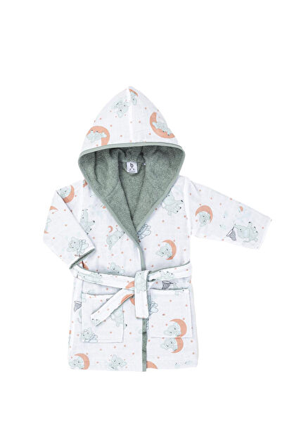 Hero Desenli Elephant Müslin Havlu Bebek Çocuk Bornozu