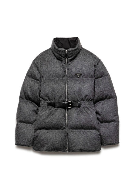 Loden Gri Kadın Şişme Mont
