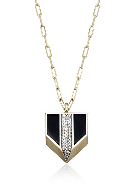 Dera Siyah Kadın Altın Kolye