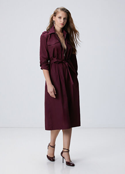 Cherry Belted Midi Taffeta Dress