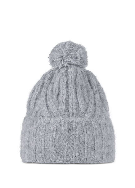 Knitted Beanie Nerla Gri Yün Unisex Çocuk Bere