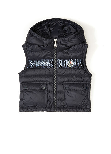 Navy Blue Hooded Girls' Vest