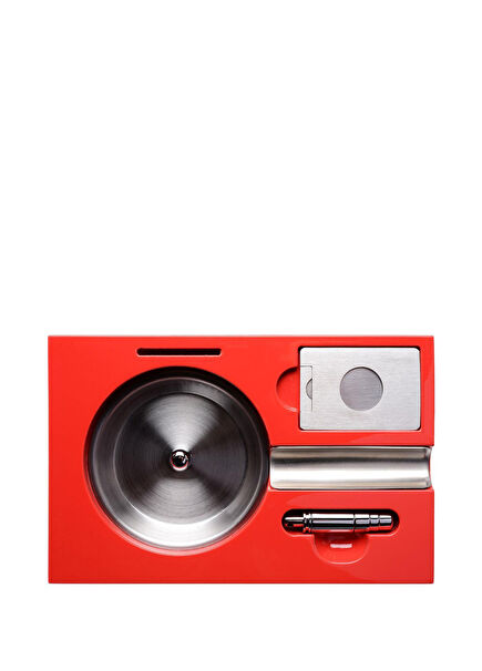 Racing Edition Delici ve Kesicili Kırmızı Ahşap Puro Küllüğü