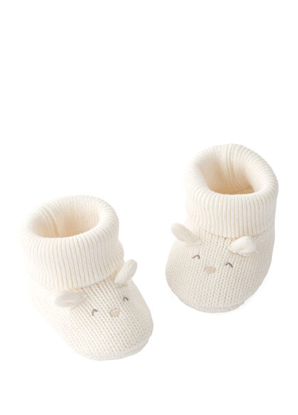 Beyaz Peluş Unisex Bebek Patik  