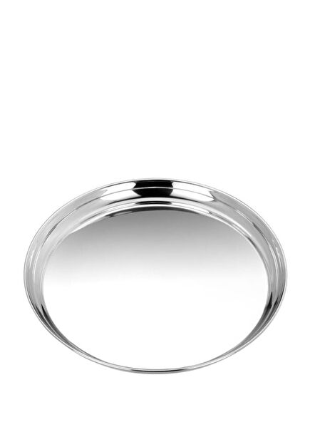 Round Flat Deep Silver Plexi Serving Tray 26 cm