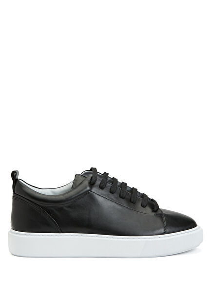 Black Mens Leather Sneakers