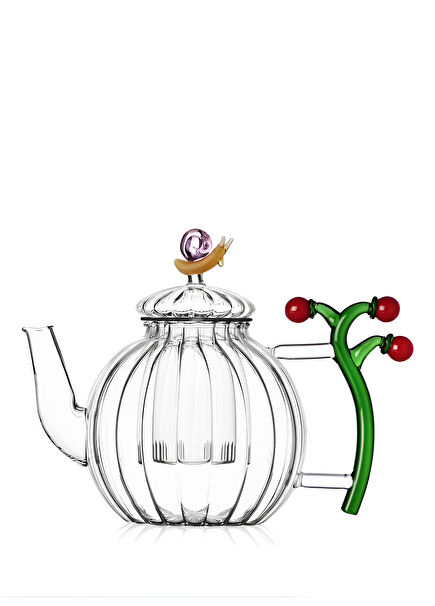 Domates ve Salyangoz Figürlü Cam Demlik