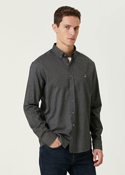 Comfort Fit Antrasit Flannel Gömlek