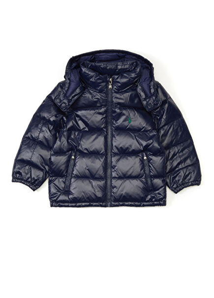 Lacivert Kapüşonlu Erkek Çocuk Puffer Mont