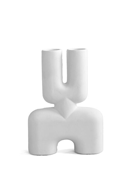 Cobra Double Beyaz Seramik Vazo