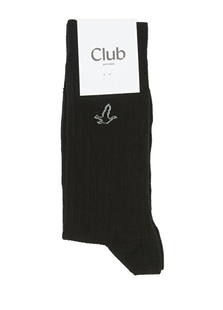 Black Contrast Goose Men's Wool Socks