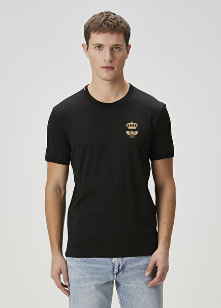 Black Embroidered T-Shirt